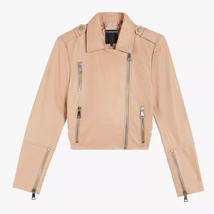 New 2026 Elegant Women's Premium Sheep Skin Trench <b>Jacket</b> Chic Plaid Design Breathable Eco-Friendly Windproof <b>Leather</b> <b>Jackets</b> - Product Image 3