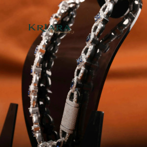 Women's 18K Solid Gold S925 Moissanite Statement Necklace Rhodium Plated Flower Link <b>Chain</b> Luxury Party Jewelry - Product Image 5
