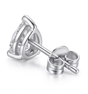 Minimalist S925 Sterling <b>Silver</b> Knot Shape <b>Stud</b> Earrings Women Girls Fashion Single Zircon Claw Setting Rhodium Plated - Product Image 3