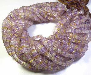 High Quality <b>Pink</b> Ametrine Heishi Shape Gemstone Beads 16" Strand Center <b>Drilled</b> Faceted 6mm Natural Gemstones DIY Jewelry - Product Image 5