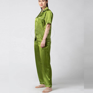 Ensemble de vêtements de détente en satin de qualité supérieure pour femmes, pyjama deux pièces, chemise et pantalon, vêtements décontractés pour la maison - Product Image 4