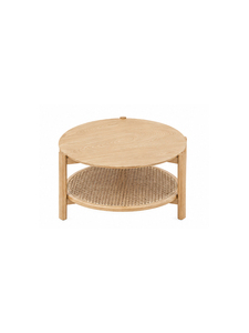 Modern Round Wood Coffee <b>Table</b> <b>With</b> Rattan <b>Shelf</b> Storage Living Room Furniture Made by Profesionalism Craftmanship - Product Image 6