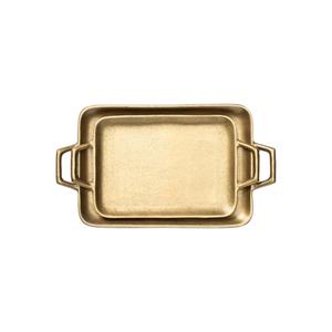Juego de 2 Bandejas de Servicio de Lujo, Bandejas Decorativas Doradas con Asas, Diseño Moderno, Bandeja de Metal para Hoteles y Restaurantes - Product Image 1