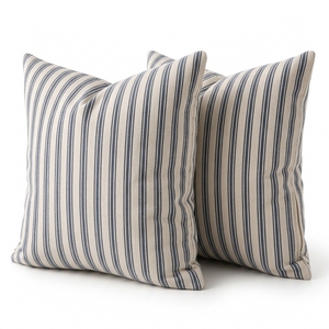 Almohada Cervical Rectangular Blanca Sólida con Relleno de Fibra 100% Poliéster y Funda 100% Algodón, con Borde Azul Marino, Transpirable y Minimalista - Product Image 5