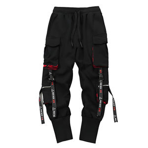 Pantalon cargo streetwear techwear pour homme, joggers tactiques, hip hop, multi-poches, sangles à rubans, pantalon harem noir, style cyberpunk - Product Image 1