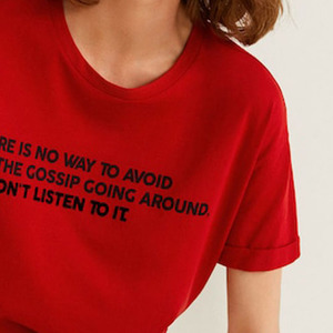 Women's <b>Red</b> Crew Neck T-Shirt With Letter Print Loose Fit Casual Short Sleeve 100% Cotton Jersey Fabric Spring Summer Wear - Product Image 4