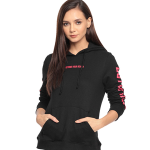เสื้อฮู้ดผู้หญิงแฟชั่นสตรีท สไตล์โอเวอร์ไซส์ ผ้าคอตตอนหนานุ่ม ซับในขนฟลีซ  โครงสร้างแบบริบบิ้น - Product Image 6