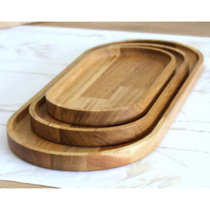 Bandeja ovalada de madera maciza personalizada, tabla decorativa hecha a mano para el hogar, cocina, restaurante, fiesta, decoración de platos de comida. - Product Image 4