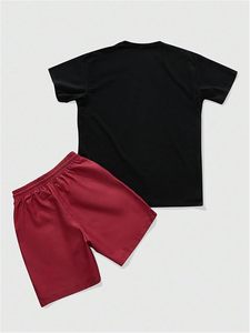 Conjuntos de 2 Piezas para Hombre, Camiseta de Manga Corta con Estampado Gráfico Y2K y Pantalones Cortos con Cordón en la Cintura - Product Image 2