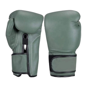 Gants d'entraînement de boxe en PU vert avec fermeture Velcro pour adultes - Product Image 1