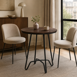 Table Ronde Moderne avec Pieds en Métal Noir Design Minimaliste pour Salon Table en Bois pour la Maison - Product Image 1