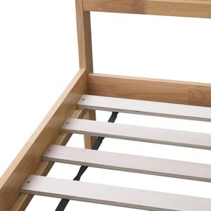 Lit en bois King Size avec tête de lit en rotin et deux tiroirs de rangement Support amélioré Pieds en sel Finition chêne blanc - Product Image 6
