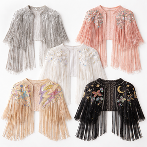 Vente en gros de capes à franges à paillettes pour adultes, veste de mariage - Options de conception personnalisées et fabricant OEM / Acrylique / Coton / Polyester - Product Image 5
