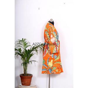 Bata de Casa para Mujer, 100% Algodón, Estampado Digital, Mangas Tres Cuartos, Diseño Reversible con Cinturón, Transpirable y Suave - Product Image 3