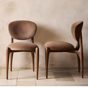 Luxury Teak Wood <b>Dining</b> <b>Chair</b> with Curved Velvet Upholstered Cushion - Product Image 4