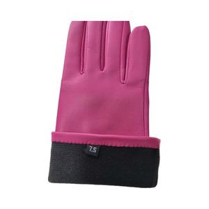 Pink Leather Wrist <b>Gloves</b> Plain Style Unlined Winter Casual Wear - Product Image 2