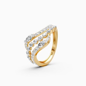 แหวนเพชรริปเปิลชายน์ 0.85 กะรัต เพชรเลี้ยงในห้องปฏิบัติการ ประดับด้วยทอง 9K สีเหลือง ขาว และโรสโกลด์ - Product Image 3