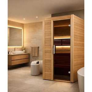 Cabine de sauna intérieure pour 2 personnes avec bois ThermoAspen et porte en verre par Harvia - Product Image 5