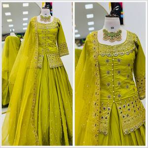 New Arrivals Latest Fashion Elegant Wedding <b>Party</b> Wear <b>Top</b> Lehenga Dupatta Set simmer silk - Product Image 4