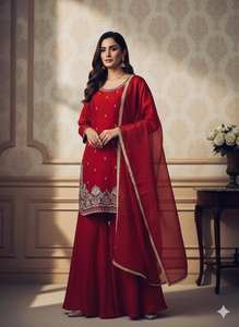 Lanzamiento del Nuevo Conjunto de Diseñador para Fiestas Pur FendyTop Plazzo & Dupatta - Product Image 3