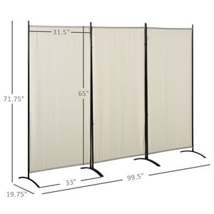 6FT 3 Panel Beige Privacy <b>Screen</b> Room Divider Modern Traditional Design Foldable Indoor Iron Metal Translucent for <b>Decoration</b> - Product Image 3