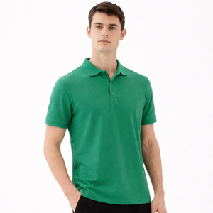 Polo personnalisé pour homme en coton piqué vert uni, fabrication OEM ODM, marque privée, polo homme en vente - Product Image 4