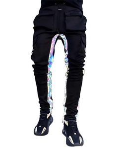 Pantalones Deportivos Anchos de Algodón 100% con Rayas Laterales Brillantes Negras para Hombre, Venta al Por Mayor - Product Image 5