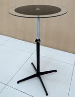 Table basse ronde en verre moderne avec hauteur réglable, design noir petit et léger SCE TB-207G pour la maison, salon, meubles
