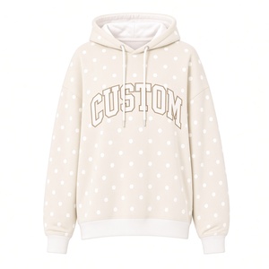 Custom Polka Dot <b>Oversized</b> <b>Hoodie</b> Women Long Sleeve Knitted Sweatshirt <b>White</b> Letter Print Autumn Wear - Product Image 3
