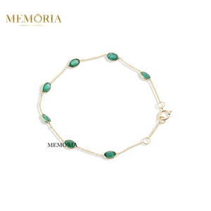 Wholesale Natural Emerald Round Tennis Bracelet 18k <b>Solid</b> Yellow <b>Gold</b> Handmade Jewelry for Bestfriend Gift - Product Image 2