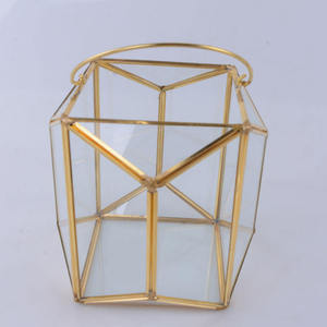 Antique Brass Metal Glass Terrarium High Quality Art Deco Design for Home <b>Table</b> Top Wedding Decoration Wholesale Price India - Product Image 6