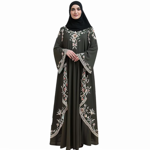 Túnica Clásica Árabe de los Emiratos de Dubái, Oriente Medio, Abaya Negra, Ropa Musulmana, Color Sólido, Bordado, Kaftán Iraní - Product Image 5