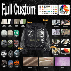 Sudadera con capucha de alta calidad con cremallera, lavado ácido, corte holgado, peso pesado, personalizada, con pedrería completa y efecto desgastado para hombre - Product Image 4