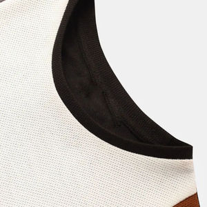 T-shirt en tricot pour homme, à blocs de couleur, manches courtes, col rond, coupe ample, design uni, gris, blanc, marron - Product Image 5
