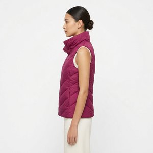 Women's Purple Shine Bubble Heated <b>Waterproof</b> Eco-Friendly Sleeveless Puffer Jacket Stand Collar <b>Zipper</b> Closure Winter Solid - Product Image 2