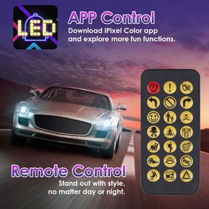 Paquete de 2 Letreros LED Ultrafinos Programables para Auto con Ojos de Demonio, Control Remoto por Aplicación, Diseño DIY con Texto, Patrones y Animaciones - Product Image 6