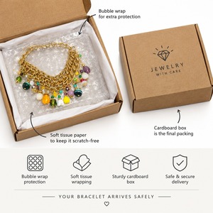 Women's Bohemia Gold Plated Chain <b>Bracelet</b> With Colorful <b>Beads</b> Multi Strand Stackable Jewelry - Product Image 5