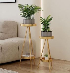 Ensemble de 3 supports de plantes géométriques hauts en métal noir, tendance, élégants, modernes, écologiques et durables, pour pots de fleurs, intérieur/extérieur - Product Image 3