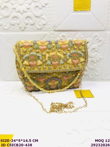 Luxury Handmade Satin Beaded Embroidered Evening <b>Clutch</b> Bag for Women | Floral Bridal <b>Wedding</b> Party Purse Detachable Shoulder - Product Image 5