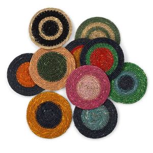 Sustainable Green Round <b>Braided</b> Table Placemat Bulk Handwoven Jute Fabric Dining Mat Kitchen Home Decor Table <b>Accessory</b> Mat - Product Image 4