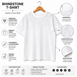 T-shirt de luxe HMR Brotherhood pour homme avec strass, blanc, décontracté, streetwear, manches courtes, en coton, imprimé, vente en gros OEM - Product Image 6