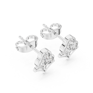 Luxury <b>Silver</b> Cluster Diamond <b>Stud</b> Earrings Womens Fine Jewelry - Product Image 2