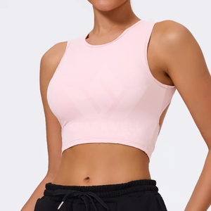 Ensemble de yoga sans couture 2 pièces pour femmes, soutien-gorge de sport respirant et leggings taille haute longueur intégrale, extensible en nylon et élasthanne, pour la gym et le fitness - Product Image 1