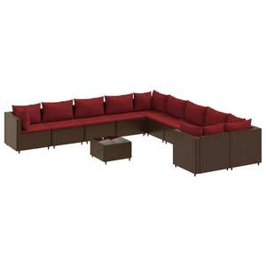 Ensemble de 10 canapés de patio marron et rouge cannelle pour la détente en jardin - Product Image 2