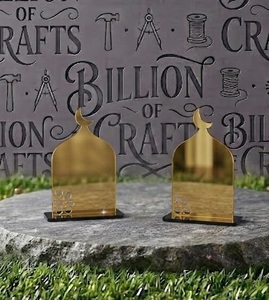Placa Decorativa Rectangular de Acrílico con Espejo Dorado y Silueta de Mezquita Islámica para Decoración de Fiestas de Ramadán y Eid - Product Image 2