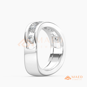 925 Sterling Silver Lab Grown Diamond <b>Open</b> Band <b>Ring</b> for Women Bezel Set Round Stackable Wedding Band Minimal USA Style - Product Image 6