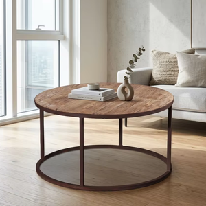 Ensemble de table basse portable minimaliste en teck massif de qualité supérieure, style scandinave contemporain, finition naturelle, meubles de salon - Product Image 1
