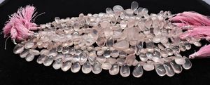AAA Natural Rose Quartz Smooth Pear Shape Briolette 7x11-8x12 MM Quartz <b>Gemstone</b> Beads 8 Inch Strand Smooth Rose Quartz Beads - Product Image 5