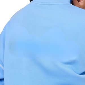 Sweat-shirt à col montant 1/4 zippé bleu ciel pour femme, coupe oversize, manches longues, décontracté, vêtement de sport, coupe décontractée, mode - Product Image 4