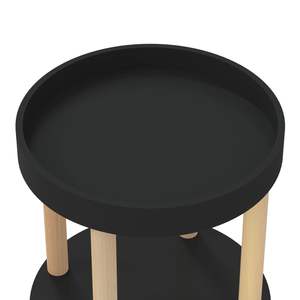 Chariot à 3 niveaux 15"x15"x32.3" en bois d'ingénierie noir et pin massif pour îlots et chariots de cuisine - Product Image 5